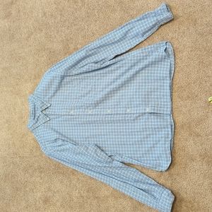 Brooks Brothers Red Fleece, Plaid button-down shirt, blue, light blue, white, XL